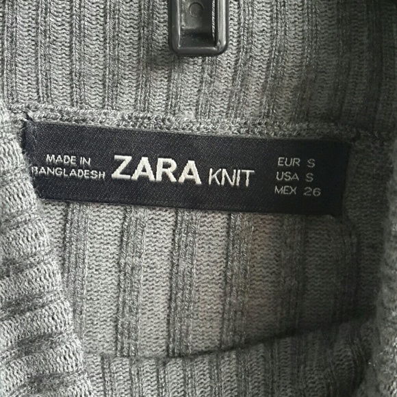 ZARA Grey Stretchy Ribbed Knit Lettuce Hem Casual Classic Basic Turtleneck - Picture 12 of 16